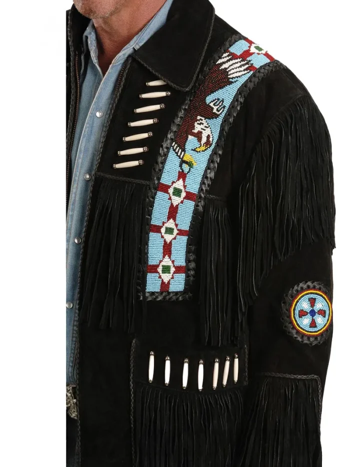 Fringed Suede Leather Jacket- Big Tall - Image 3