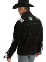 Fringed Suede Leather Jacket- Big Tall - Image 2