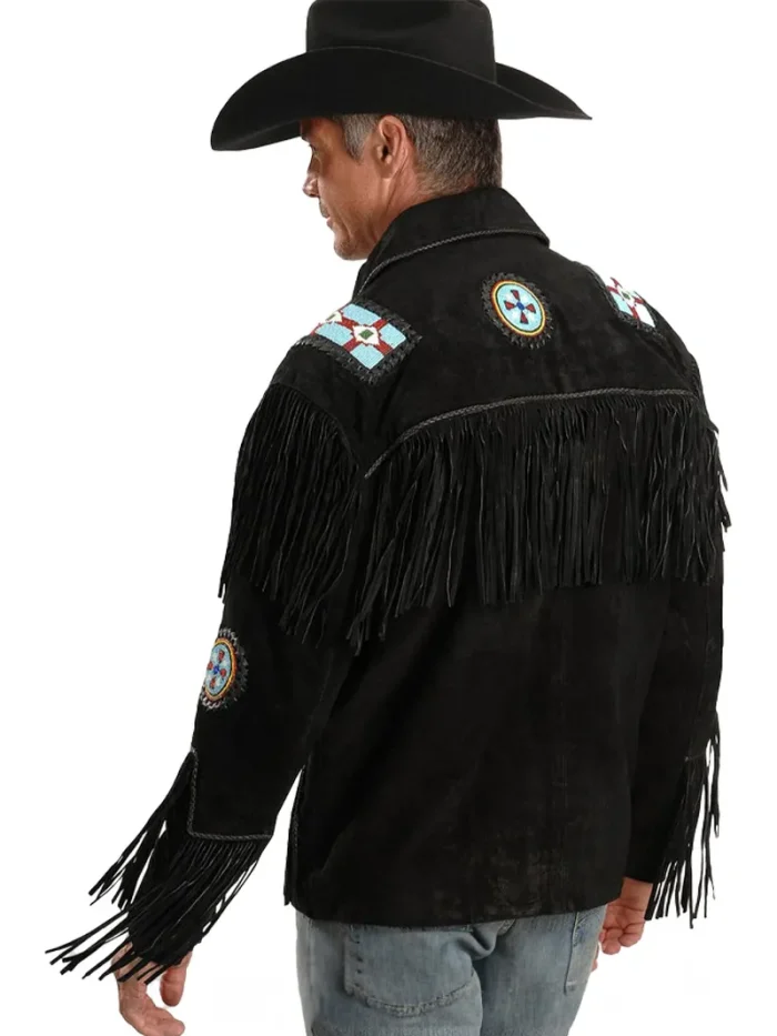 Fringed Suede Leather Jacket- Big Tall - Image 2