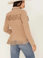 Women's Fringe Leather Jacket with Zip - Image 2