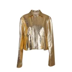 Golden Glow Womens Cowhide Leather Jacket