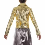 Golden Glow Womens Metallic Leather Jacket back