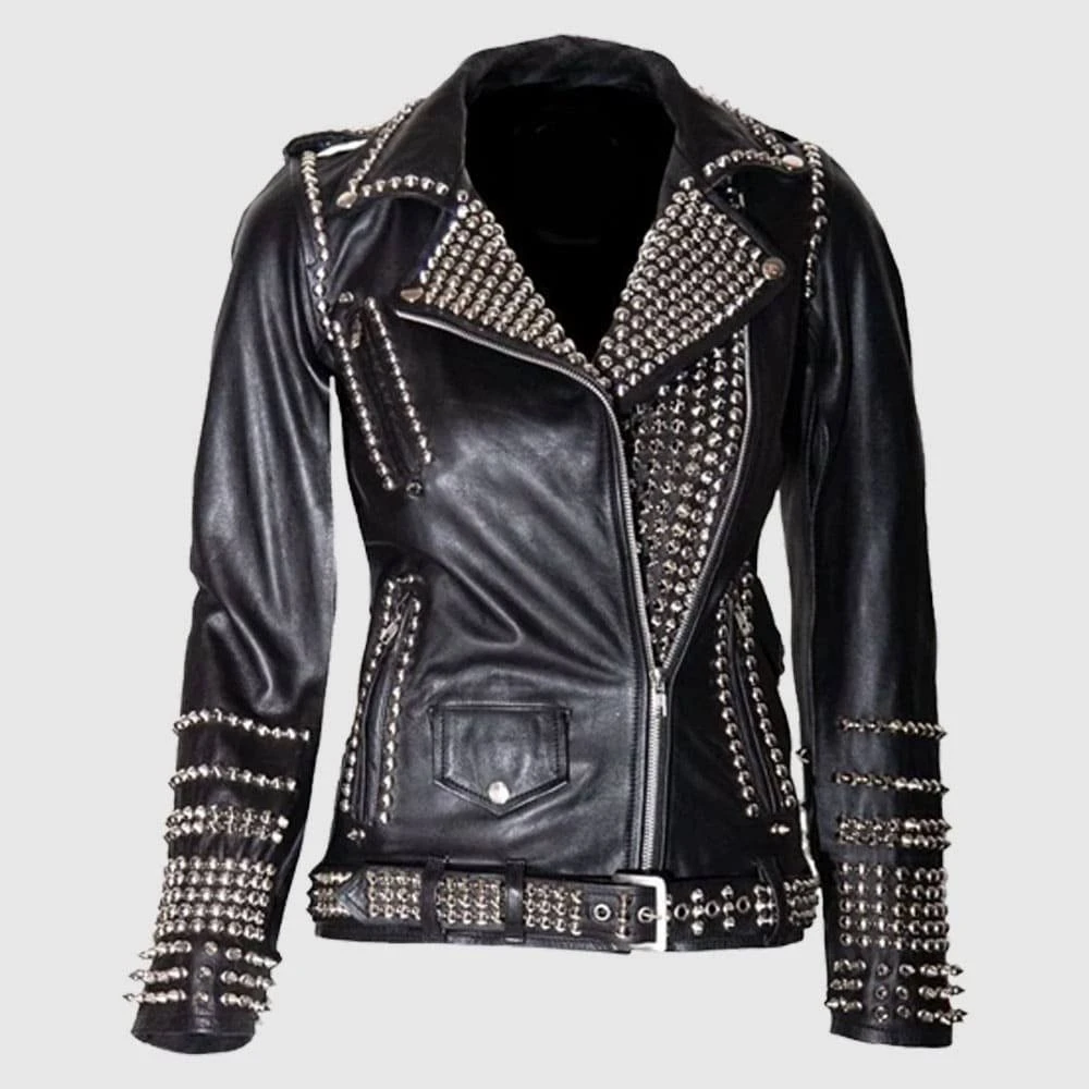 Gothic Black Studded Leather Jacket for Women Gothic Black Studded Leather Jacket for Women