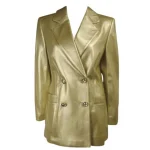 Handmade Gold Leather Coat Women