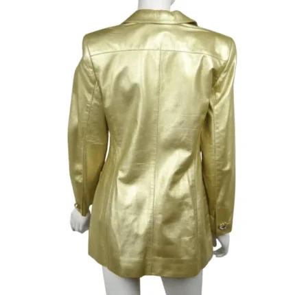 Handmade Gold Leather Coat Women back