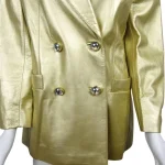 Handmade Gold Leather Coat Women buttons