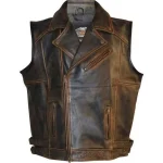 Harley Davidson Mens Brown Distressed Leather Biker Vest
