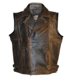 Harley Davidson Mens Brown Distressed Leather Biker Vest
