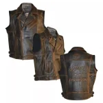 Harley Davidson Mens Brown Distressed Leather Biker Vests