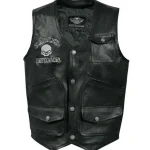 Harley Davidson Skull Embroidered Leather Vest