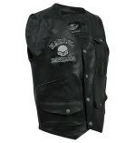 Harley Davidson Skull Embroidered Leather Vest 22