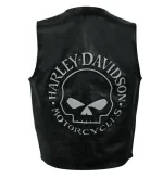 Harley Davidson Skull Embroidered Leather Vest back