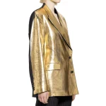 Womens Gold Metallic Leather Blazer Coat 22