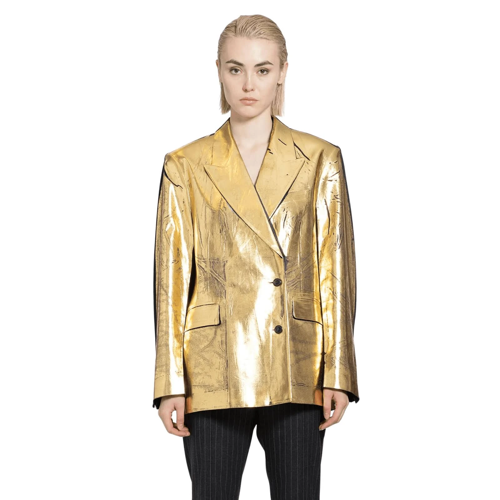 Womens Gold Metallic Leather Blazer Coat Womens Gold Metallic Leather Blazer Coat