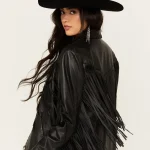 Women's Amburn Leather Fringe Shacket