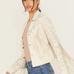 Women's Blair Fringe and Studded Suede Snap Jacket