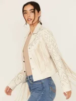 Women's Blair Fringe and Studded Suede Snap Jacket