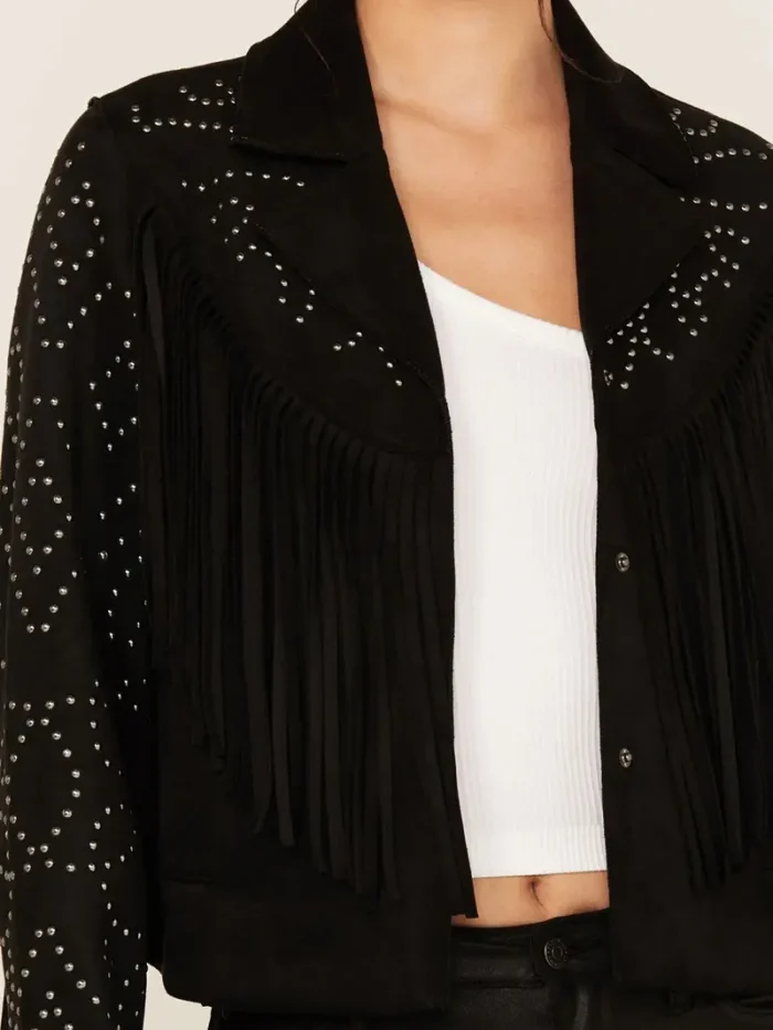 Women's Blair Fringe and Studded Suede Snap Jacket - Image 3