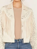 Women's Blair Fringe and Studded Suede Snap Jacket - Image 3