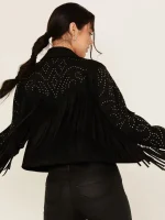 Women's Blair Fringe and Studded Suede Snap Jacket - Image 2