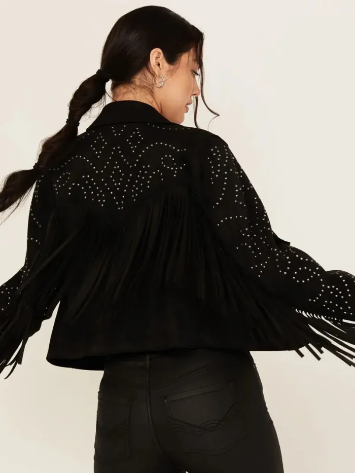 Women's Blair Fringe and Studded Suede Snap Jacket - Image 2