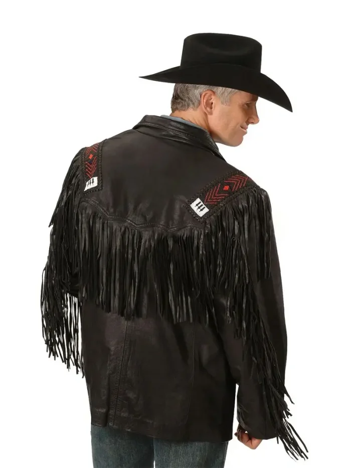 Kobler Mohawk Fringe Leather Jacket - Black - Image 2