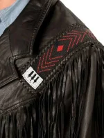 Kobler Mohawk Fringe Leather Jacket - Black - Image 3