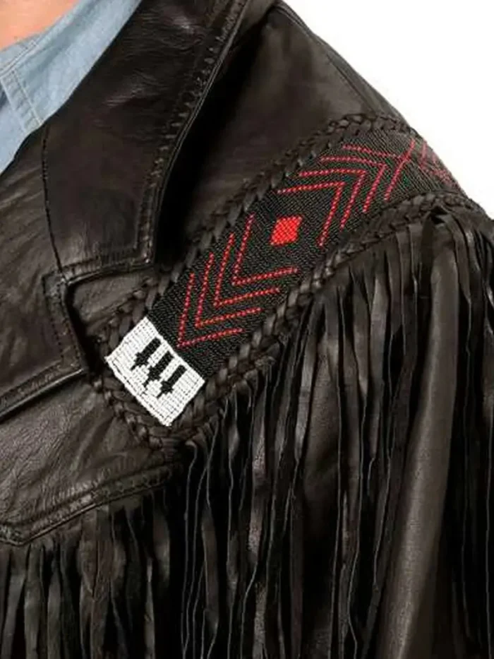 Kobler Mohawk Fringe Leather Jacket - Black - Image 3