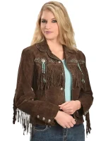 Womens Stylish Suede Fringe Jacket