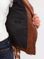 Leather Fringe Jacket - Cognac - Image 6