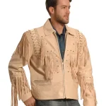 Liberty Wear Men's Suede Fringe Western Jacket Cream