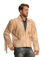 Liberty Wear Men's Suede Fringe Western Jacket Cream