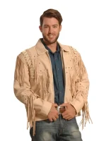 Liberty Wear Men's Suede Fringe Western Jacket Cream - Image 2