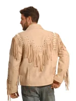 Liberty Wear Men's Suede Fringe Western Jacket Cream - Image 3