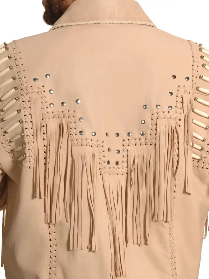 Liberty Wear Men's Suede Fringe Western Jacket Cream - Image 5