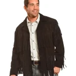 Liberty Wear Men's Suede Fringe Western Jacket Black