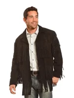 Liberty Wear Men's Suede Fringe Western Jacket Black