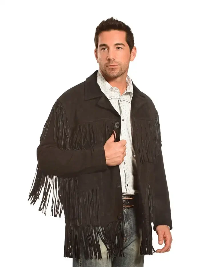 Liberty Wear Men's Suede Fringe Western Jacket Black - Image 2