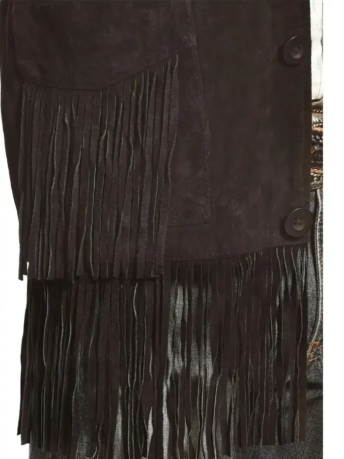Liberty Wear Men's Suede Fringe Western Jacket Black - Image 4