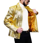 Luxury Gold Plated Crocodile Leather Jacket 2
