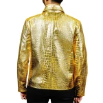 Luxury Gold Plated Crocodile Leather Jacket back