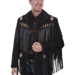 Scully Men's Bone Beaded Fringe Leather Jacket