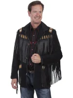 Scully Men's Bone Beaded Fringe Leather Jacket
