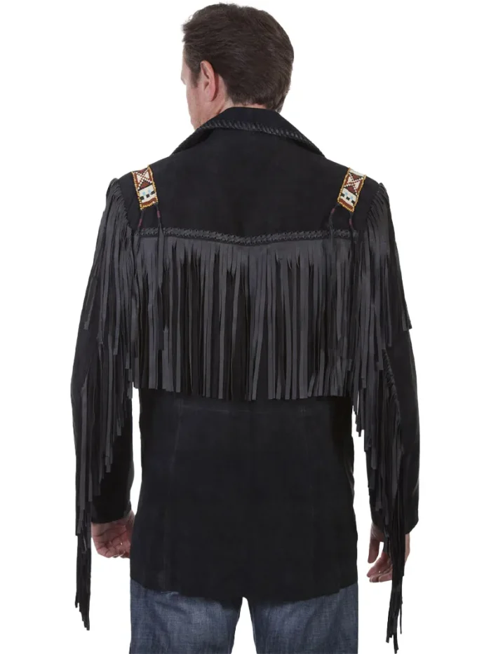 Scully Men's Bone Beaded Fringe Leather Jacket - Image 2