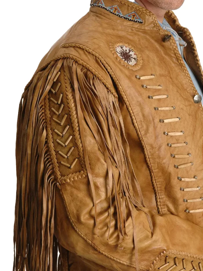 Mens Fringe Leather Jacket - Image 3