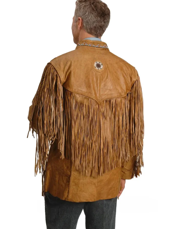 Mens Fringe Leather Jacket - Image 2