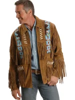 Hero Cowboy Western Style Leather Jacket with Fringe