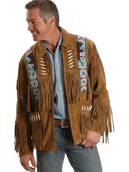 Hero Cowboy Western Style Leather Jacket with Fringe