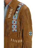Hero Cowboy Western Style Leather Jacket with Fringe - Image 3