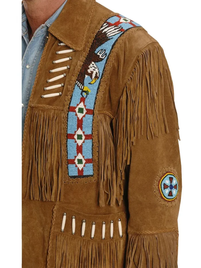Hero Cowboy Western Style Leather Jacket with Fringe - Image 3